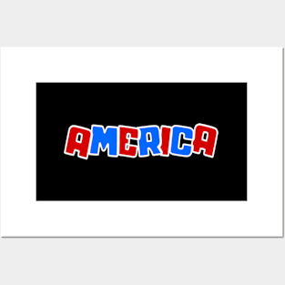 AMERICA Blue Red Usa Posters and Art